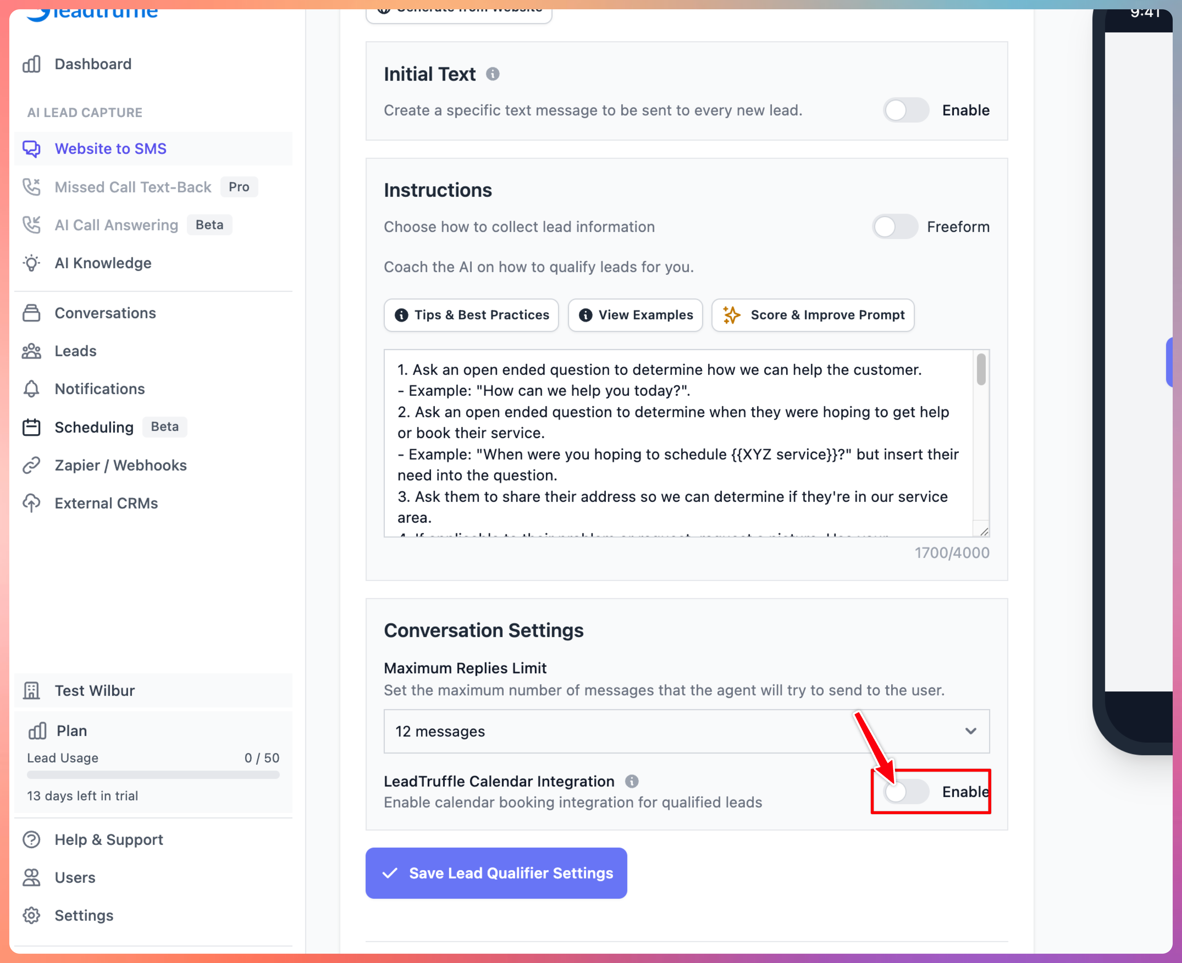 How to use LeadTruffle Scheduling (Beta) screenshot 2
